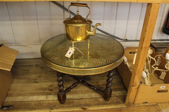Benares brass table & kettle